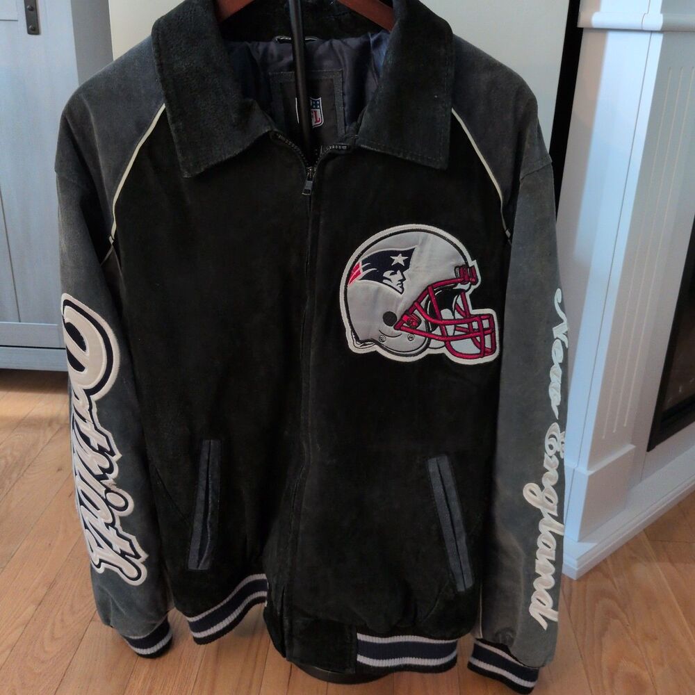 Vintage New England Patriots G-III Suede Leather Varsity Jacket Men's Size M